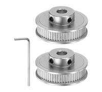 sourcing map 2pcs 2GT Timing Pulley 60 Teeth 8mm Bore 40mm Dia. Aluminum Timing Belt Pulley with Hex Wrench for 6mm Width Belt 3D Printer CNC Machine Accessories, Silver Tone