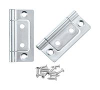sourcing map 2Pcs 2x1 Inch Door Hinges Non-Mortise No Noise Bifold Door Hinges Plating for Cabinet Furniture Window Wardrobe with Screws, White Zinc