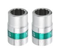 sourcing map 2pcs 3/4" Drive 12 Points Socket 21mm Metric Shallow Impact Socket 40CR Galvanizing Flip Spindle Nut Impact Grade for Home Auto Nuts Bolts Repair, Silver Green