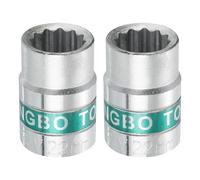 sourcing map 2pcs 3/4" Drive 12 Points Socket 22mm Metric Shallow Impact Socket 40CR Galvanizing Flip Spindle Nut Impact Grade for Home Auto Nuts Bolts Repair, Silver Green