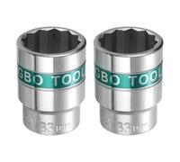 sourcing map 2pcs 3/4" Drive 12 Points Socket 33mm Metric Shallow Impact Socket 40CR Galvanizing Flip Spindle Nut Impact Grade for Home Auto Nuts Bolts Repair, Silver Green