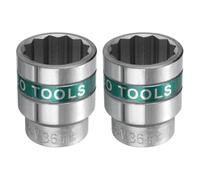 sourcing map 2pcs 3/4" Drive 12 Points Socket 36mm Metric Shallow Impact Socket 40CR Galvanizing Flip Spindle Nut Impact Grade for Home Auto Nuts Bolts Repair, Silver Green