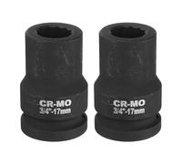 sourcing map 2Pcs 3/4-Inch Drive 12 Point Impact Socket 17mm Metric Spindle Axle Nut Socket Driver Wrench for Auto Repair Easy Removal