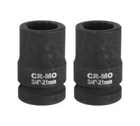 sourcing map 2Pcs 3/4-Inch Drive 12 Point Impact Socket 21mm Metric Spindle Axle Nut Socket Driver Wrench for Auto Repair Easy Removal