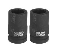 sourcing map 2Pcs 3/4-Inch Drive 12 Point Impact Socket 23mm Metric Spindle Axle Nut Socket Driver Wrench for Auto Repair Easy Removal