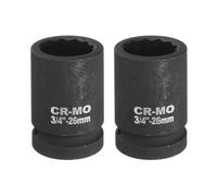 sourcing map 2Pcs 3/4-Inch Drive 12 Point Impact Socket 26mm Metric Spindle Axle Nut Socket Driver Wrench for Auto Repair Easy Removal