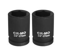 sourcing map 2Pcs 3/4-Inch Drive 12 Point Impact Socket 27mm Metric Spindle Axle Nut Socket Driver Wrench for Auto Repair Easy Removal