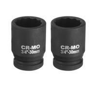 sourcing map 2Pcs 3/4-Inch Drive 12 Point Impact Socket 30mm Metric Spindle Axle Nut Socket Driver Wrench for Auto Repair Easy Removal