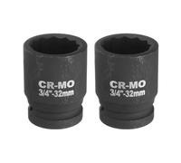 sourcing map 2Pcs 3/4-Inch Drive 12 Point Impact Socket 32mm Metric Spindle Axle Nut Socket Driver Wrench for Auto Repair Easy Removal