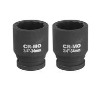 sourcing map 2Pcs 3/4-Inch Drive 12 Point Impact Socket 34mm Metric Spindle Axle Nut Socket Driver Wrench for Auto Repair Easy Removal