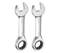 sourcing map 2pcs 3/4 Inch Ratcheting Combination Wrench Cr-V Ratchet Box Ended and Open End 72 Teeth 12 Point Anti-Slip Stubby with Mirror Polish for Tight Space