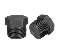 sourcing map 2Pcs 3/4 PT Outer Hex Head Thread Pipe Plug Fitting, Male Pipe Plug Carbon Steel Pipe Fitting with Sealing Ring for Terminate Oil Drain Plug Fitting Pipe Ends, Black