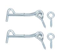 sourcing map 2Pcs 3.5 x 63mm Cabin Hook Eye Latch, Zinc-Plated Carbon Steel Spring Hook and Eye Safety Latch Wire Gate Hook and Eye Latch for Wood Window Door Hook, Blue White
