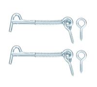 sourcing map 2Pcs 3.5 x 75mm Cabin Hook Eye Latch, Zinc-Plated Carbon Steel Spring Hook and Eye Safety Latch Wire Gate Hook and Eye Latch for Wood Window Door Hook, Blue White