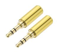 sourcing map 2Pcs 3.5mm Replacement Repair Plug Jack, 3 Pole Metal Stereo Male Plug 3.5mm Solder DIY Audio Cable Connector for Headphone Earphone Microphone Cable Repair, Golden