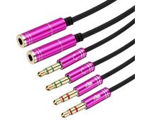 sourcing map 2Pcs 3.5mm Splitter Female to 2 Dual 3.5mm Male Y Jack Splitter for Headphone Mic Audio PC Laptop Gaming Headsets, 3.3ft, Pink