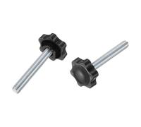 sourcing map 2Pcs 3/8"-16 Star Knobs, 2.6" Threaded Stud Plastic Male Clamping Knob Screw Hand Tightening Replacement Knob for Industrial Furniture Tools Jigs Clamps, Black
