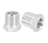 sourcing map 2Pcs 3/8" Male to 1/4" Female NPT 304 Stainless Steel Reducer Hex Bushing, Reducing Cast Pipe Adapter Fitting for Industrial, Oil/Gas, Water, HVAC, and Plumbing Systems