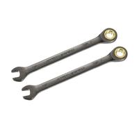 sourcing map 2pcs 3/8" Ratcheting Combination Wrench Spanner SAE 90 Teeth 12 Point Ratchet Box Ended Open End Spanner Tools with 4° Ratcheting Precision CR-V Spanner for Auto Repairs