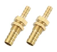 sourcing map 2Pcs 3/8" x 1/4" Hose Barb Fitting, Brass Hex Straight Union Hose Pipe Water Bulkhead Fitting for Water Fuel Air, Brass Tone