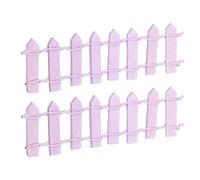 sourcing map 2pcs 3.9 Inch Miniature Garden Fence, Mini Ornament Wood Picket Fence Decorative for Dollhouse Home DIY, Purple