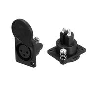 sourcing map 2pcs 3 Pin XLR Female Jack Socket, Microphone Adapter Audio Panel Mount Connector Accessories for Mixer, Power Amplifier, Black