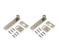 sourcing map 2Pcs 3" Solid Brass Surface Bolt, Concealed Security Slide Latch Door Lock with Screws, Brushed French Door Lock for Closet Cabinet Recessed Doors, Bronze