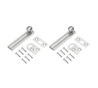 sourcing map 2Pcs 3" Solid Brass Surface Bolt, Concealed Security Slide Latch Door Lock with Screws, Brushed French Door Lock for Closet Cabinet Recessed Doors, Silver
