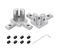 sourcing map 2Pcs 3-Way End Corner Bracket Connectors for Euro-Standard 2020 Aluminum Extrusions t Slot Connector for Industrial Aluminum Connections Printer Frame Accessories, Silver