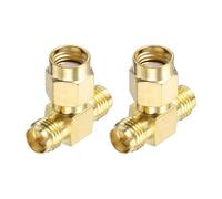 sourcing map 2Pcs 3 Way SMA Splitter Adapter RP-SMA Male to Dual Female Adapter Converter 50 Ohm for Antennas, Signal Monitoring, Test Bench, Wifi Router, Car Navigation, Gold