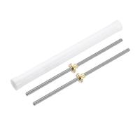 sourcing map 2Pcs 300mm Tr8x2 Lead Screw with Brass Nut (Acme Thread, 2mm Pitch, 1 Starts, 2mm Lead), 304 Stainless Steel Screw Bar Printer Upgrade Parts with Plastic Packaging Tube, Silver