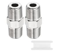 sourcing map 2pcs 304 Stainless Steel Hex Nipple 1/4" NPT Male x 1/4" NPT Male Straight Thread Pipe Fitting Extension Pipe Fittings Connector Adapter for Water Oil Gas Tub