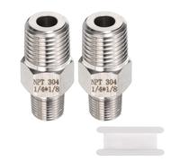 sourcing map 2pcs 304 Stainless Steel Hex Nipple 1/8" NPT Male x 1/4" NPT Male Straight Thread Pipe Fitting Extension Pipe Fittings Connector Adapter for Water Oil Gas Tub
