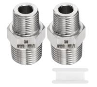 sourcing map 2pcs 304 Stainless Steel Hex Nipple 3/8" NPT Male x 1/2" NPT Male Straight Thread Pipe Fitting Extension Pipe Fittings Connector Adapter for Water Oil Gas Tub