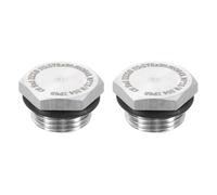 sourcing map 2pcs 304 Stainless Steel Pipe Plug Fitting 3/8" NPT Male Thread Outer Hex Head Cap Hexagonal Head Bung Plugs Fittings with Sealing Rubber Ring for Air Water Oil Gas Tube
