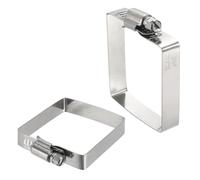 sourcing map 2Pcs 304 Stainless Steel Rectangular Hose Clamp, Adjustable 2 x 2 Inch Square Worm Gear Duct Pipe Tube Clamps for Ducting Bracket Cable Tray Bridge Project Systems, Silver