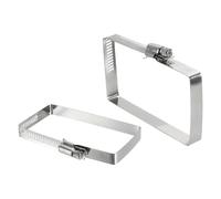 sourcing map 2Pcs 304 Stainless Steel Rectangular Hose Clamp, Adjustable 3.9 x 2 Inch Square Worm Gear Duct Pipe Tube Clamps for Ducting Bracket Cable Tray Bridge Project Systems, Silver