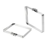 sourcing map 2Pcs 304 Stainless Steel Rectangular Hose Clamp, Adjustable 3.9 x 3 Inch Square Worm Gear Duct Pipe Tube Clamps for Ducting Bracket Cable Tray Bridge Project Systems, Silver