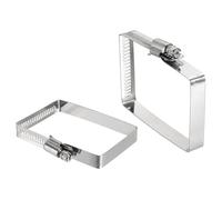 sourcing map 2Pcs 304 Stainless Steel Rectangular Hose Clamp, Adjustable 3 x 2 Inch Square Worm Gear Duct Pipe Tube Clamps for Ducting Bracket Cable Tray Bridge Project Systems, Silver
