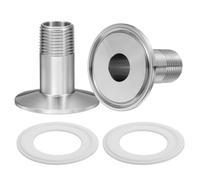 sourcing map 2pcs 304 Stainless Steel Sanitary Pipe Fitting 1/2" PT Male Thread to 1.5" Tri Cover 50mm Ferrule OD with PTFE Gaskets for Food, Beverage, Dairy, Beer and Fine Chemical Industries