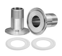 sourcing map 2pcs 304 Stainless Steel Sanitary Pipe Fitting 3/4" PT Male Thread to 1.5" Tri Cover 50mm Ferrule OD with PTFE Gaskets for Food, Beverage, Dairy, Beer and Fine Chemical Industries