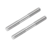 sourcing map 2pcs 304 Stainless Steel Threaded Pull Rod Push Rod Connector Double End Threaded Rod for DIY RC Car, Boat, Car, Airplane, Helicopter Model&DIY Material, M6x60mm