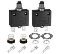 sourcing map 2PCS 30A Thermal Circuit Breakers, 125/250V AC,32/50V DC Manual Reset Push Button Overload Protector Circuit Breaker with Waterproof Button Caps Quick Connector Terminals, L-MC
