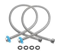 sourcing map 2Pcs 32" Faucet Supply Lines Connector Stainless Steel Braided Long Faucet Connector G1/2 Female Compression Thread x G1/2 Female Straight Thread for Kitchen Sink Bathroom (Silver)