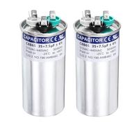 sourcing map 2Pcs 35+7.5 MFD CBB65 Run Start Capacitor 35+7.5 uF, 370/440V Round AC Capacitor for AC Motor Run, HVAC, Air Conditioner, Condenser Motors