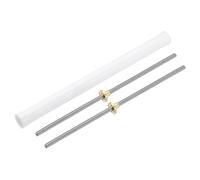 sourcing map 2Pcs 350mm Tr8x4 Lead Screw with Brass Nut (Acme Thread, 2mm Pitch, 2 Starts, 4mm Lead), 304 Stainless Steel Screw Bar Printer Upgrade Parts with Plastic Packaging Tube, Silver
