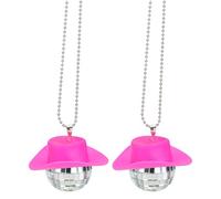 sourcing map 2Pcs 3cm Disco Ball Car Accessory Bling Disco Mirror Ornament Car Mirror Hanging for Car, Birthday Party Accessory Pink