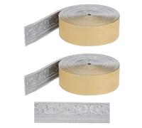 sourcing map 2pcs 3D Wall Edging Self-Adhesive 362"x3.1" Flexible Peel and Stick Molding Trim for Wall Mirror Door Wardrobe Gap Sealing Frame Lines, Silver Gray