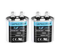 sourcing map 2Pcs 3MFD CBB65 Run Start Capacitor 3uF, 370/440V Oval AC Capacitor for AC Motor Run, HVAC, Air Conditioner, Condenser Motors