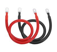 sourcing map 2PCS 4 AWG Battery Cable, 2ft Pure Copper Battery Inverter Cables with 1/4" Ring Terminals for Marine Solar Boat Car RV, Red Black